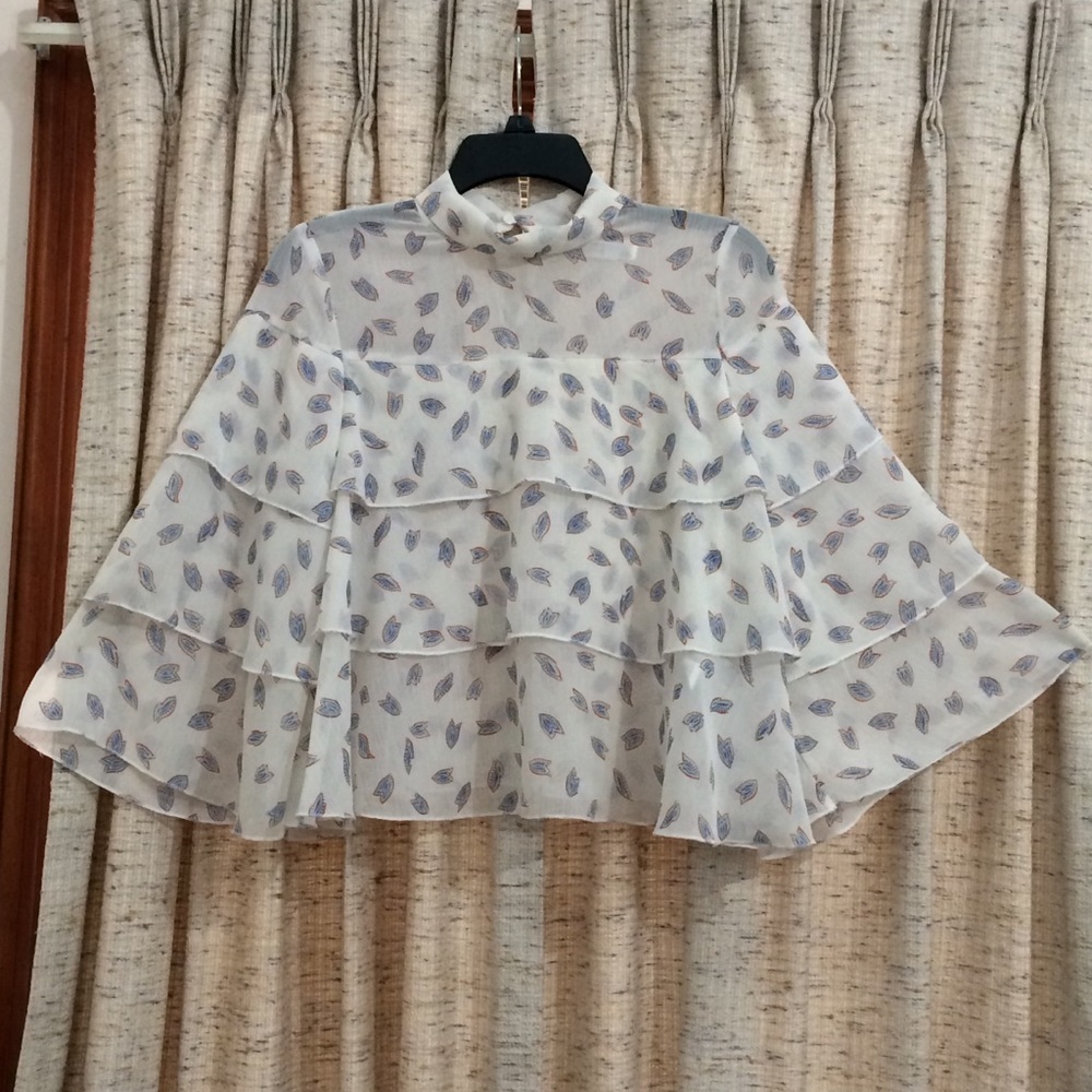 Bishop + Young Cropped Layered Flounce Blouse